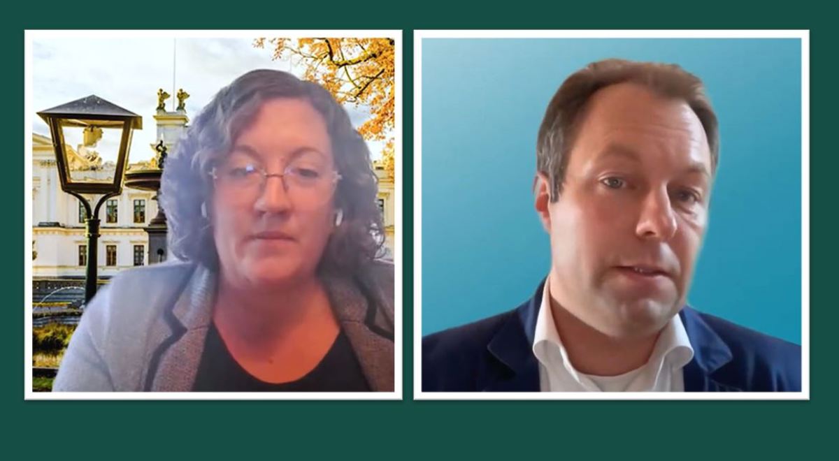 Två personporträtt från ett webbinarium