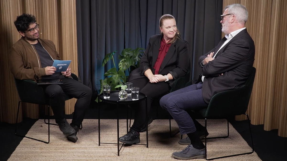 Under webbinariet samtalade, från vänster, Viktor Marklund, Karin Åslund och Erik Hallsenius.