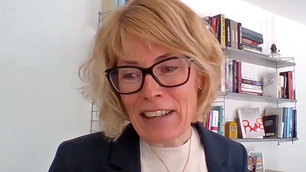 Person som föreläser under ett webbinarium.