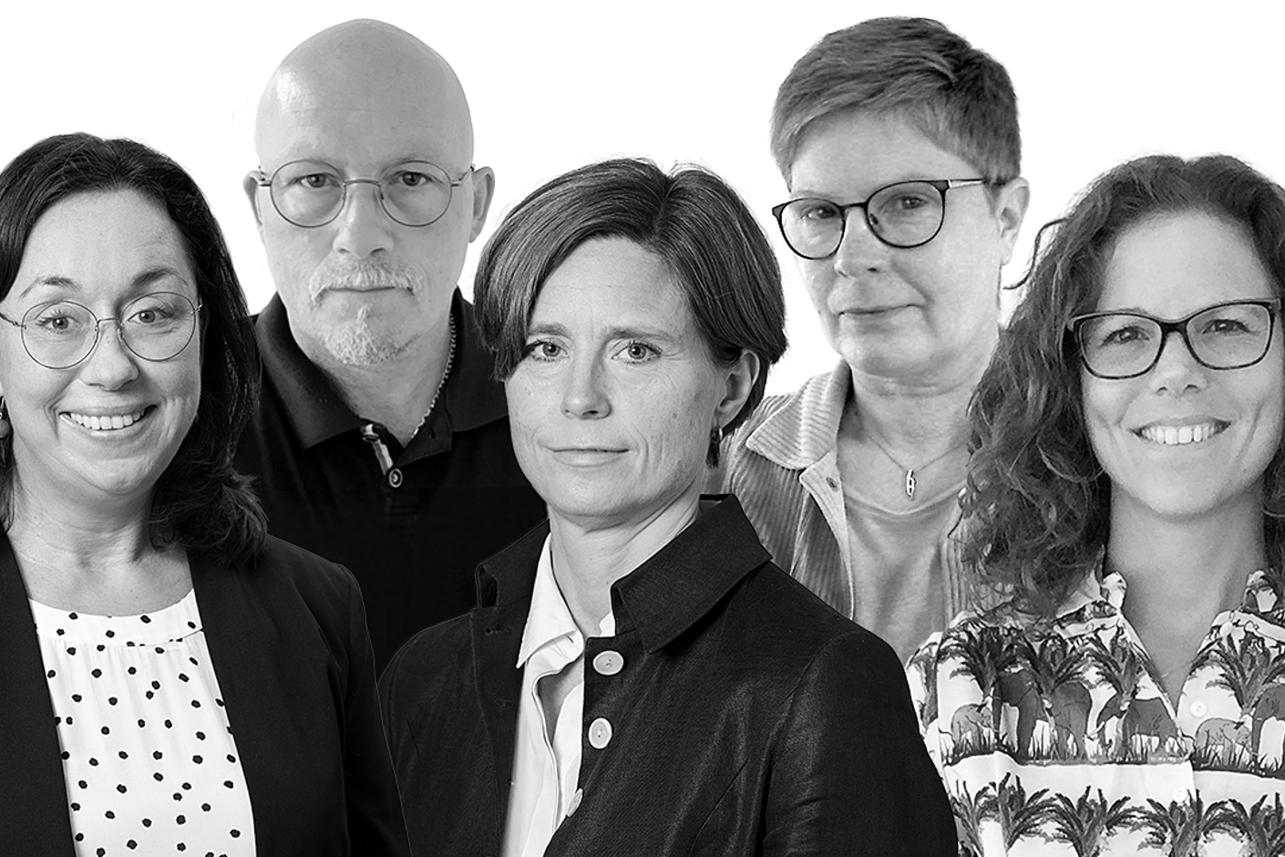 De fem personerna som deltar i poddavsnittet.