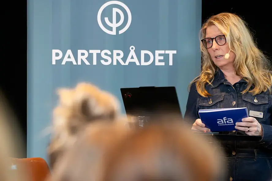 Karin Erixon från Afa Försäkring berättade om IA-systemet på Partsrådsdagen 2026.